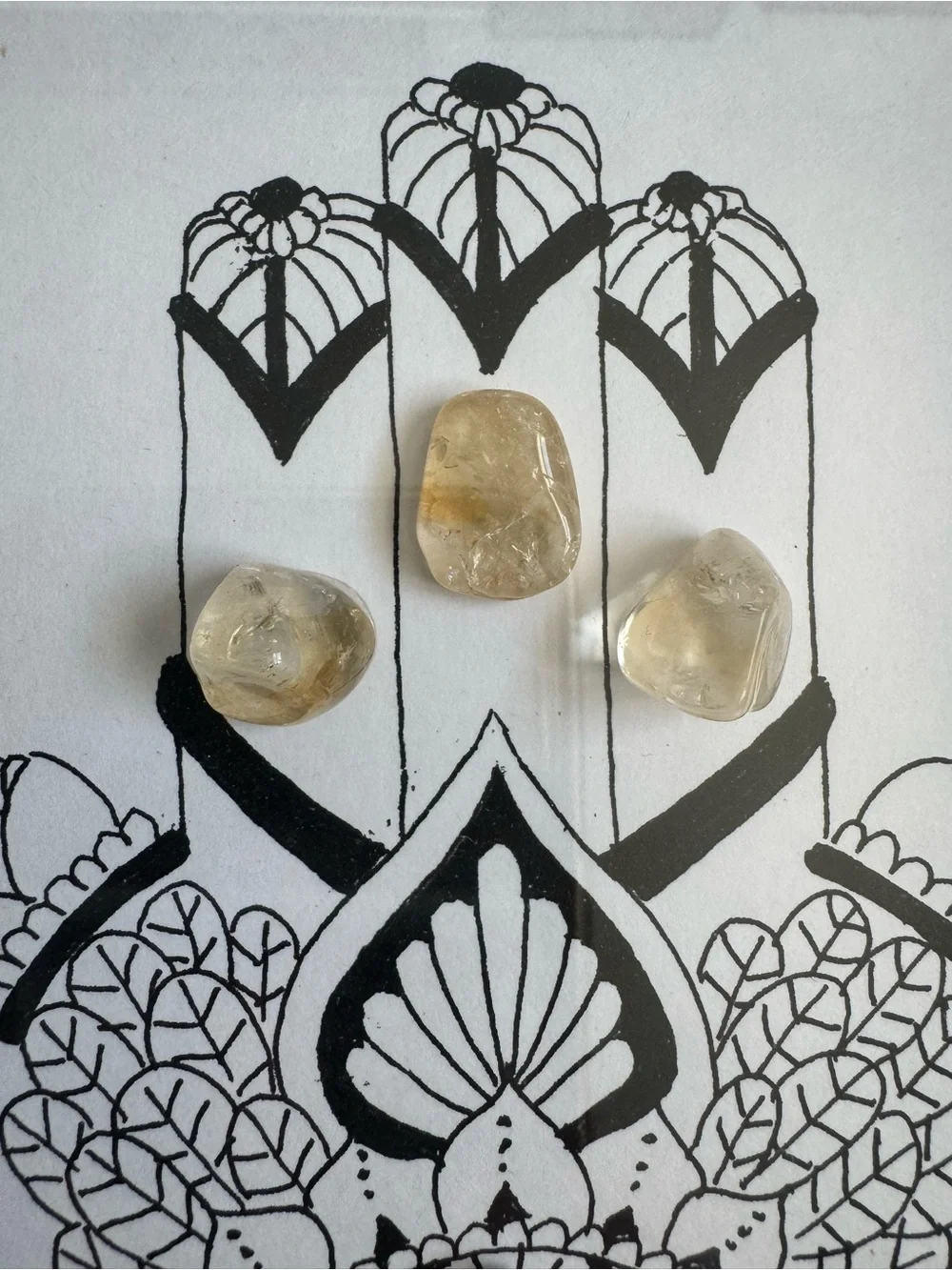 Black Framed Hamsa Wall Art with Yellow Citrine Accents
